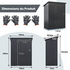 Abri de Jardin en Métal Galvanisé 150 x 90,5 x 185 cm avec Toit en Pente