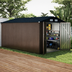 Abri de Jardin en Métal 350 x 223 x 197 cm  avec Toit Incliné Portes Verrouillables