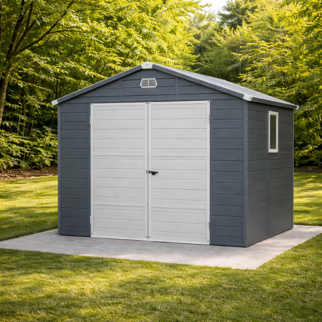 Abri de Jardin en Résine 4,56 m² 240 x 190 x 228 cm avec Structure en Aluminium