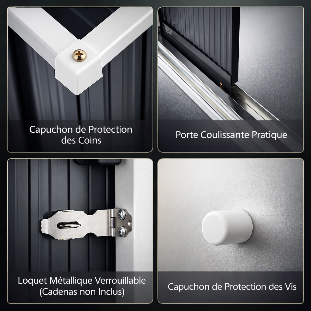 Abri de Jardin en Métal 163 x 86 cm avec Porte Coulissante Verrouillable