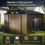 Abri de Jardin en Métal 350 x 223 x 197 cm  avec Toit Incliné Portes Verrouillables