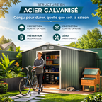 Abri de Jardin en Acier 5,4 m² 277 x 195 x 192 cm avec Porte Coulissante et avec ventilations