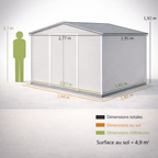 Abri de Jardin en Acier 5,4 m² 277 x 195 x 192 cm avec Porte Coulissante et avec ventilations