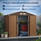 Abri de Jardin 2,5 m² en Acier 213 x 130 x 185 cm Doubles Portes Coulissantes