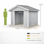 Abri de Jardin 2,5 m² en Acier 213 x 130 x 185 cm Doubles Portes Coulissantes