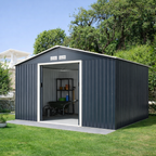 Abri de Jardin en Métal 8,67 m² 340 x 255 x 210 cm avec 2 Portes Coulissantes Verrouillables