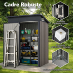 Abri de Jardin en Métal Galvanisé 150 x 90,5 x 185 cm avec Toit en Pente