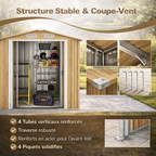 Abri de Jardin en Acier Galvanisé 2.3 m² 196x142x186cm Anti-UV avec Porte Coulissante