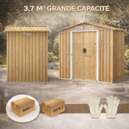 Abri de Jardin en Acier Galvanisé 2.3 m² 196x142x186cm Anti-UV avec Porte Coulissante