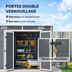 Abri de Jardin en Résine 238 x 125 x 183 cm avec Portes Verrouillables