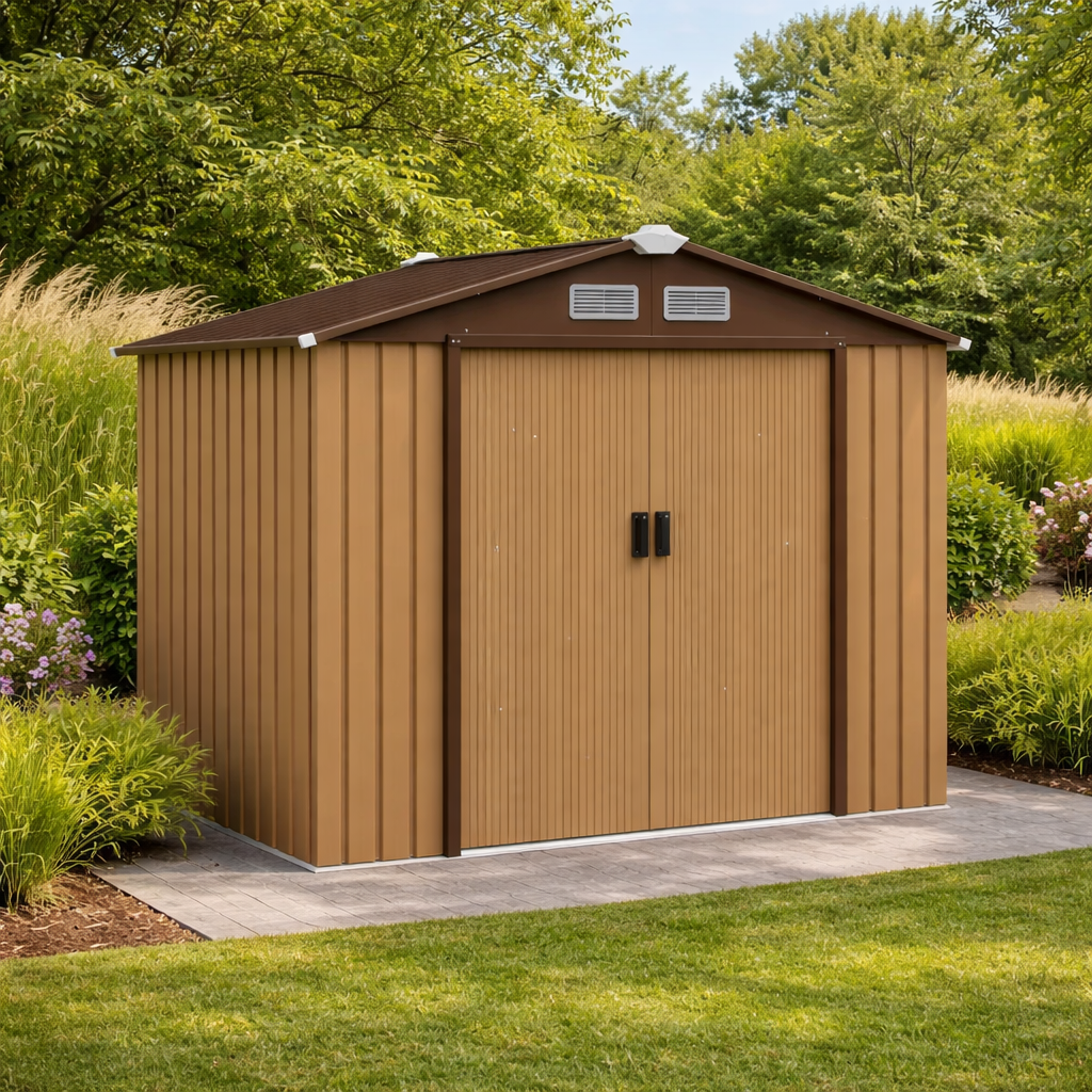 Abri de Jardin 2,5 m² en Acier 213 x 130 x 185 cm Doubles Portes Coulissantes